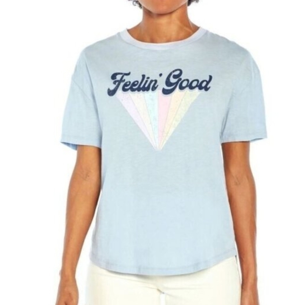 Wildfox Feelin' Good Retro High-Low Graphic Tee Size M